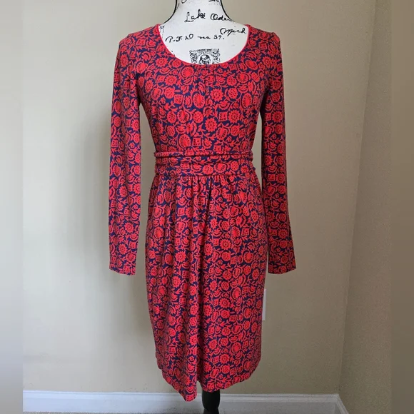 Boden | Dresses | Boden Red Dress Womens 6r Longs Sleeve Jersey Casual |  Poshmark